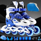 正品 旱冰直排轮可调小孩男女初学者 滑冰轮滑鞋 溜冰鞋 儿童全套装