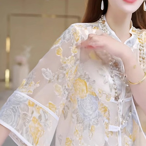 国风薄款防晒外套2025春夏款新中式绣花气质小衫I减龄百搭女上衣