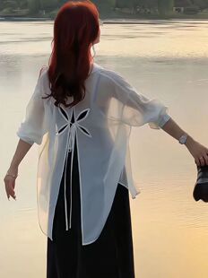 衬衫 设计高级感百搭气质长袖 女后背镂空系带休闲简约上衣 时尚 韩版