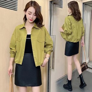 高端百搭棒球服开衫 冲锋衣外套时尚 短款 欧货抽绳翻领上衣女春秋款