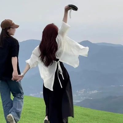 背后开叉天丝防晒衬衫女薄款夏季宽松设计感小众微透雪纺上衣开衫