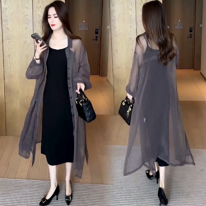 法国气质长袖时尚防晒服女气质镂空外披夏装新款减龄中长款披肩