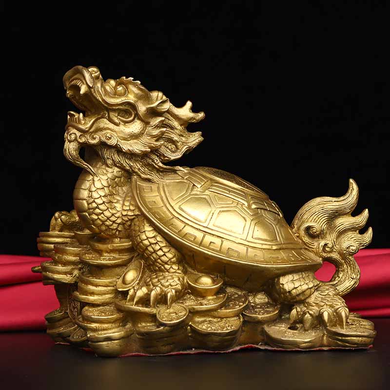 黄铜八卦龙头龟神兽风水铜龙龟