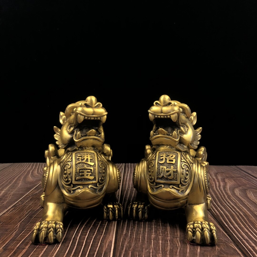 纯铜貔貅摆件皮丘一对大号铜貔貅风水家居店铺装饰品公司开业礼品