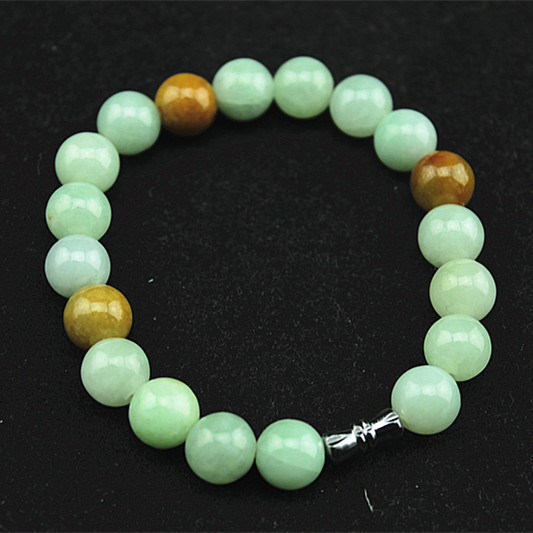 天然a货糯种浅绿佛珠手链玉器