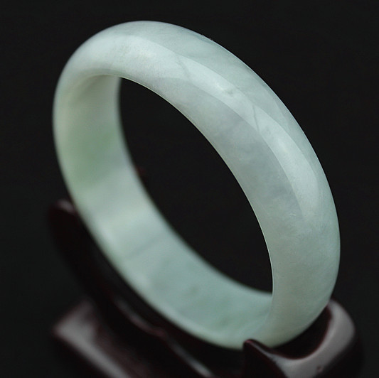 58mm 缅甸a货翡翠玉器 糯种淡紫罗兰底色手镯 翡翠手镯珠宝 包邮