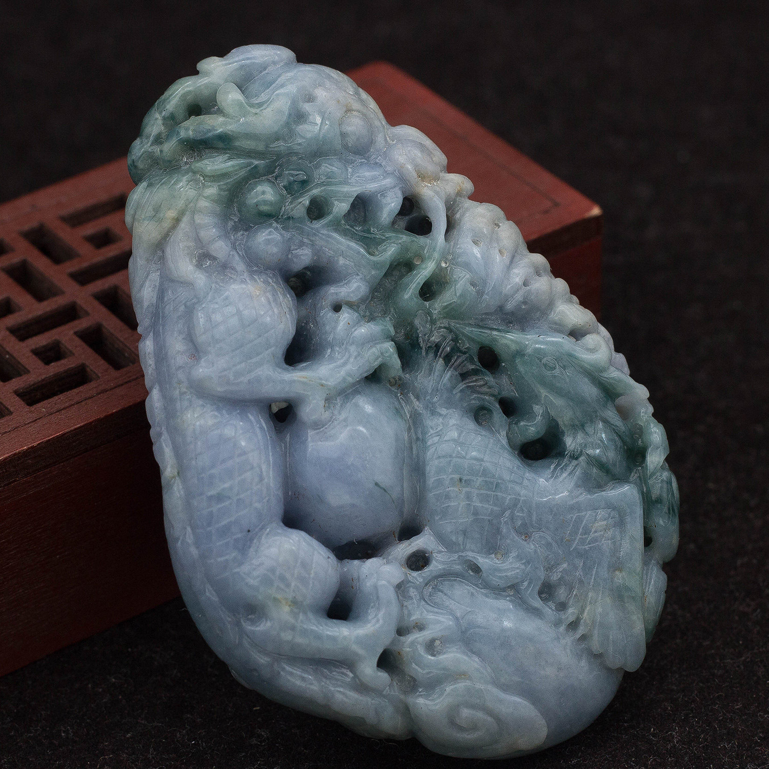 工厂直销 缅甸天然翡翠A货玉器 糯种紫罗兰飘花 龙凤呈祥把件玉佩