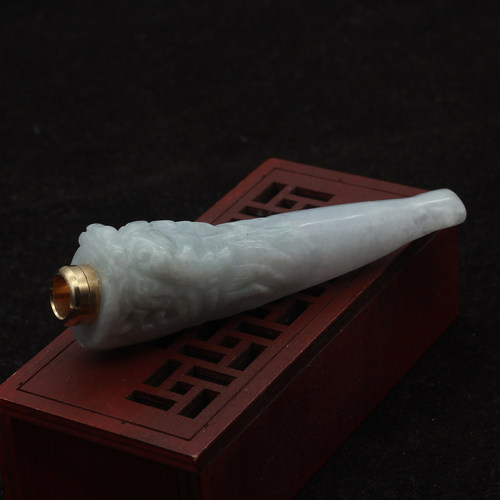工厂直销 缅甸天然翡翠A货玉器 秒杀糯种龙头烟嘴 带过滤头 包邮