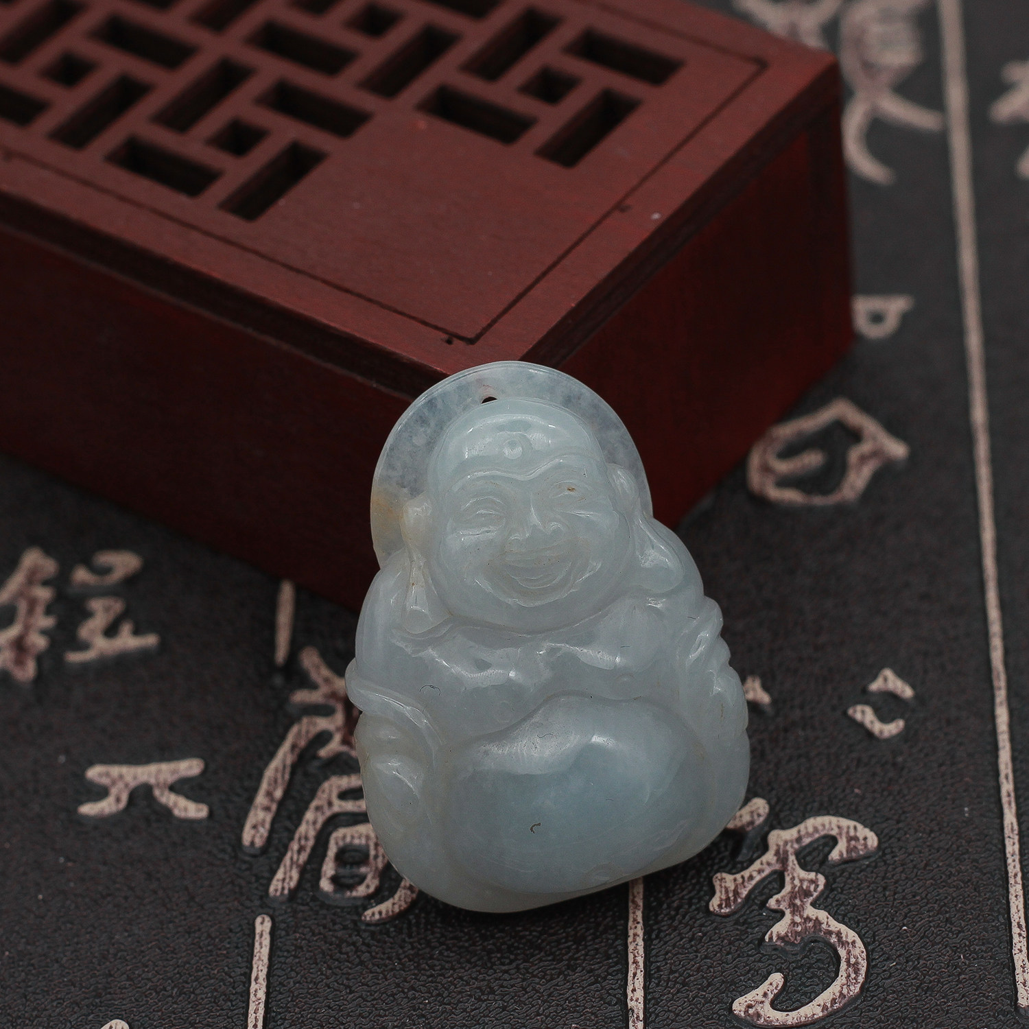 工厂直销 缅甸A货翡翠玉器 冰糯种白玉大笑佛玉佛吊坠玉佩 包邮