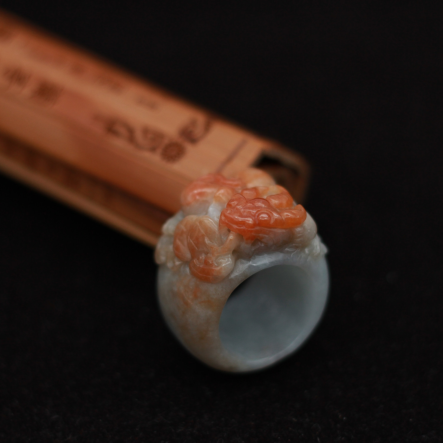 20mm 缅甸天然翡翠A货玉器 老坑糯种红翡招财貔貅戒指扳指 包邮