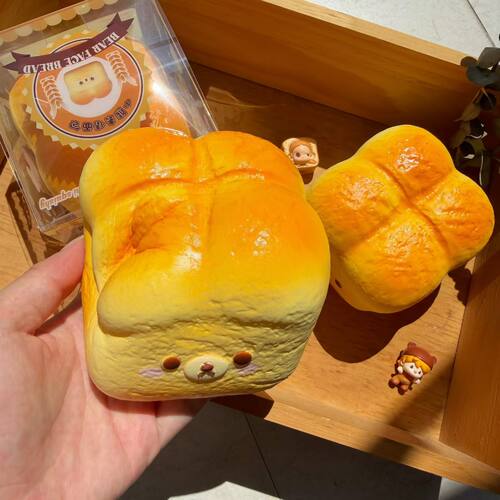 Mochi小熊吐司解压玩具面包可爱湿软治愈慢回弹原创squishy食玩