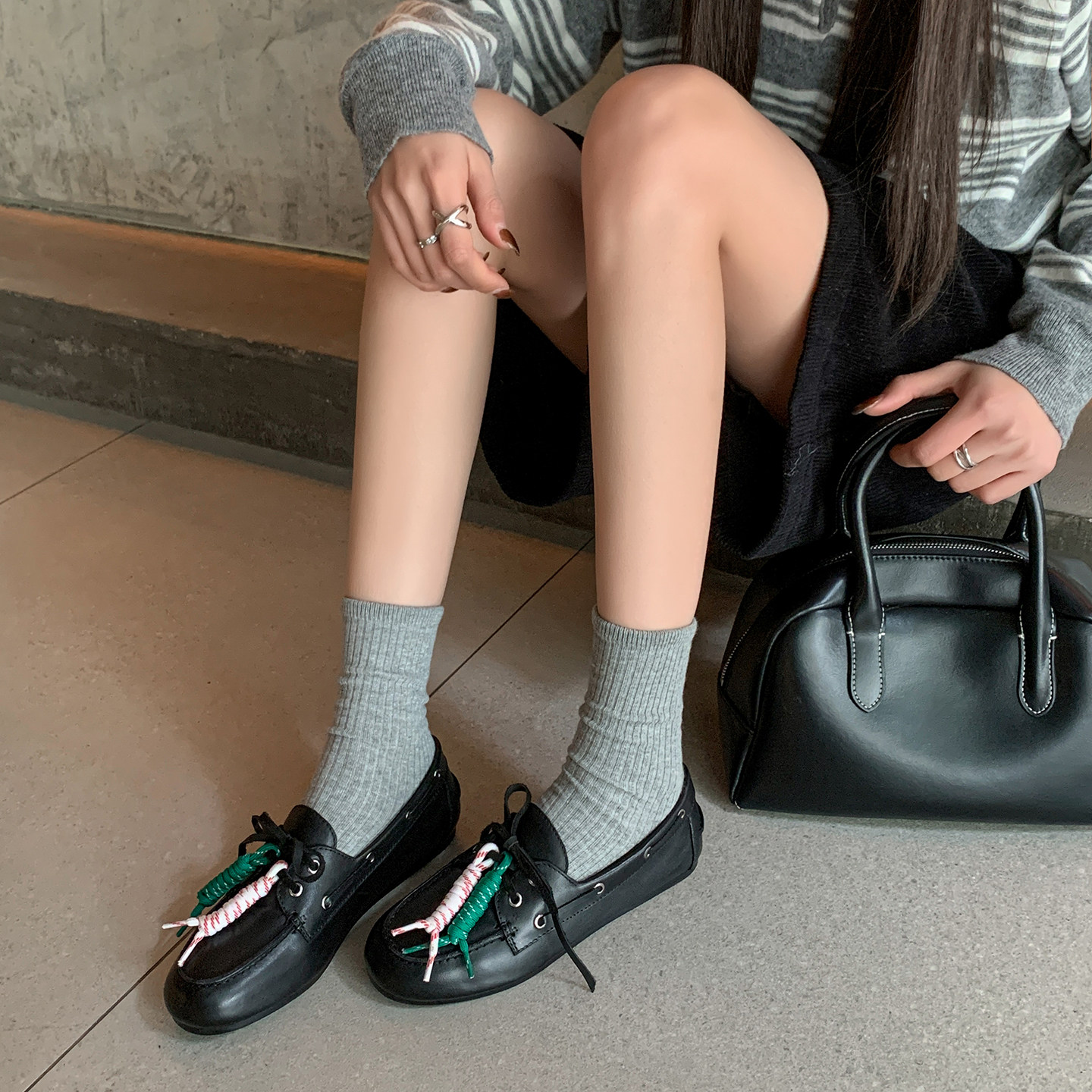 exclusive。水洗牛皮· 26春新款乐福小皮鞋黑色豆豆鞋平底单鞋女,女鞋,乐福鞋（豆豆鞋）,淘宝优惠券,粉丝福利购,淘宝优惠卷