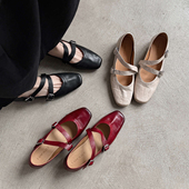 重磅· 水洗牛皮平底芭蕾舞鞋 26春新款 college 红色玛丽珍单鞋 女