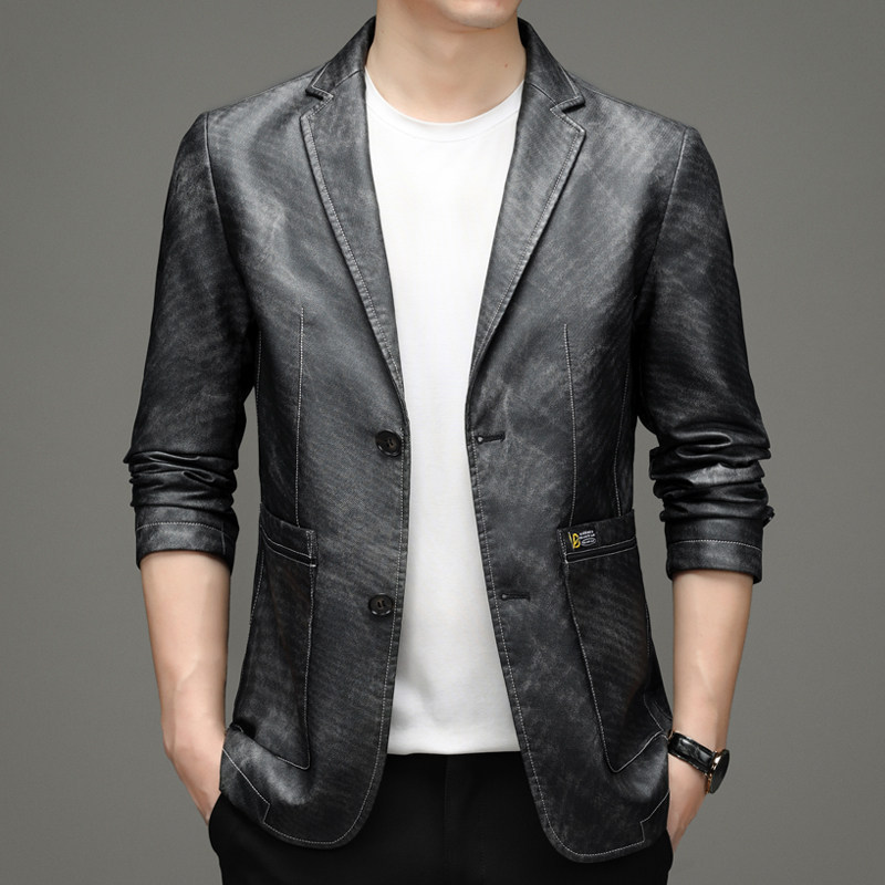 E21009钱塘2020-2秋冬加绒皮衣西装外套休闲潮流西装，男装皮衣，钱塘207-2