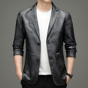 E21009钱塘2020-2秋冬加绒皮衣西装外套休闲潮流西装,男装皮衣,钱塘207-2