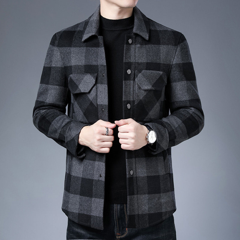 M2101-8钱塘2020-2秋冬高端双面呢羽绒内胆可脱卸外套夹克，男装毛呢大衣，钱塘207-2