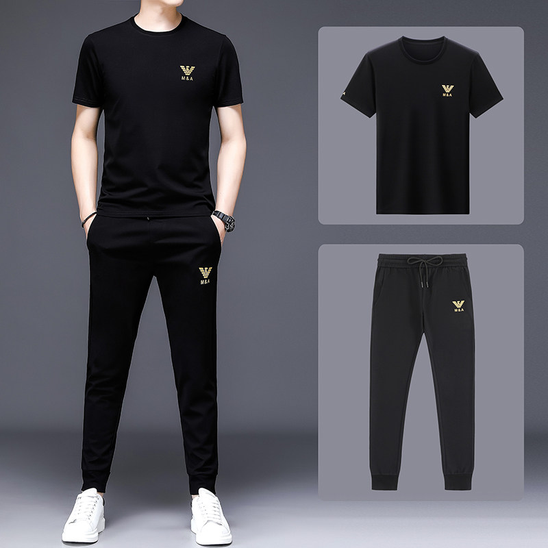 S19373-2钱塘2020-2夏季青年运动休闲薄款短袖长裤裤套装潮牌，男装套装，钱塘207-2