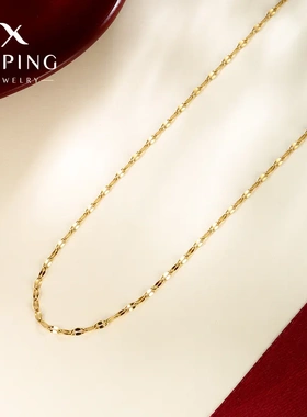 镀24K金色针式万能链嘴唇链裸链轻奢高级感合金镀金项链女