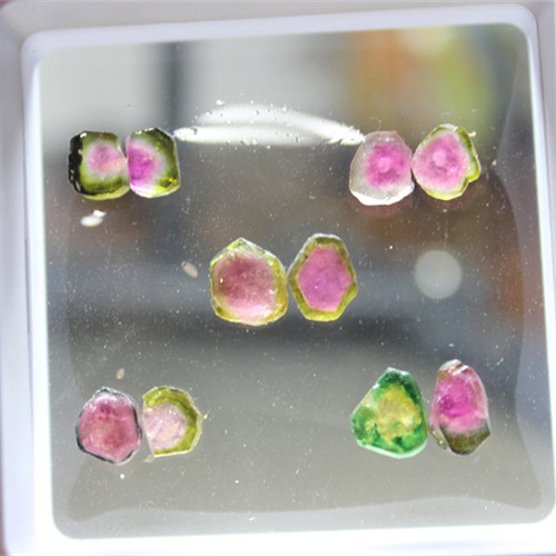 宝石块状五对F518双色西瓜耳环