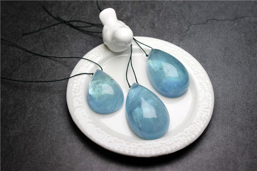 UU23海蓝宝光滑 清爽 大气 宝石 吊坠挂坠水滴圆形戒面型现货