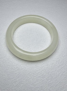 F812和田玉籽料冰透温润手镯玉镯镯子珍品52.8小圈口奶白鹅黄证书