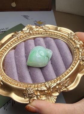 J116翡翠吊坠桃心如意头爱丽丝珠宝店天然鲜白绿立体白底青证书