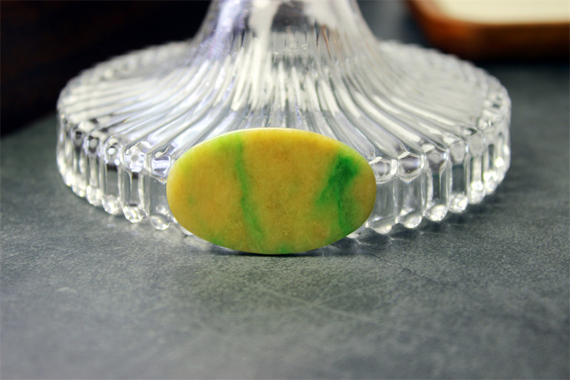 E93翡翠黄绿吊坠大椭圆形裸石镶嵌意境天然证书现货包邮礼物裸石