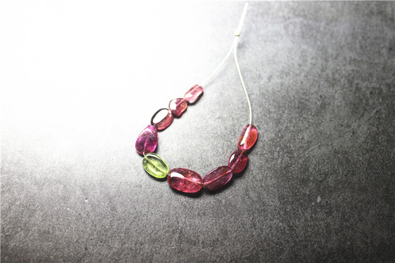 碧玺碧玺9颗光滑随形珠散珠配珠