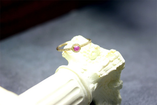 OO25秒杀舒俱来戒指桃粉精致淑女钻石18K黄金14圈口生日礼物送礼