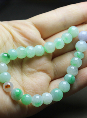 F323翡翠苹果珠苹果圆手串 珠串 8毫米天然证书甜系青春冰糯可爱
