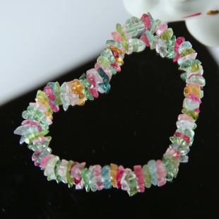 T018糖果色碧玺 净透碧玺 稀有彩虹色碧玺 珍品不规则手链 有证书