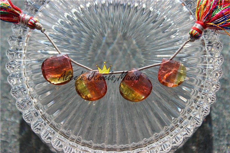 CC25碧玺大颗天然水滴心形刻面高端配珠吊坠豪华厚实西瓜双色