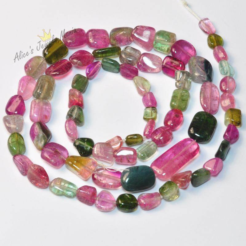 BB4碧玺 多色 彩虹 糖果 蓝 项链 散珠 砖块 进口 天然 惊艳 现货