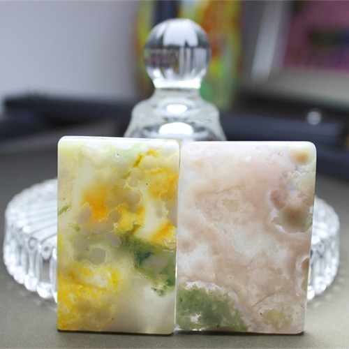 F1295玛瑙方牌吊坠挂坠天然一对长方形花海画卷精品宝石情侣宽窄