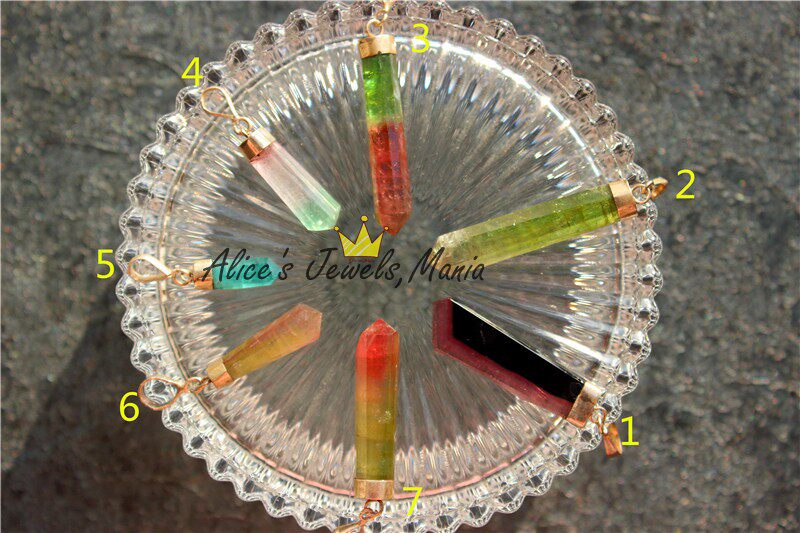 FF18西瓜碧玺吊坠纯银开运礼物精品情侣子母闺蜜可选天然双色宝石