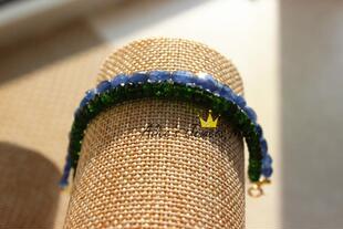 D13铬透辉石手链祖母绿姐妹刻面车轮珠坦桑石刻面桶珠双拼双圈