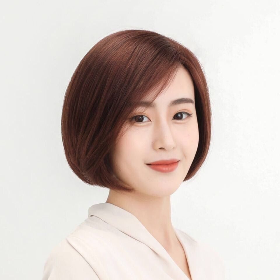 假发女bobo全头套逼真偏分长发圆脸学生网红内扣锁骨发整顶发套