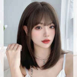 假发女锁骨发中长款全头套自然仿真发减龄波波头可水洗圆脸假发套