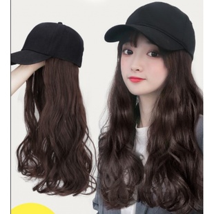 假发女长发帽子带假发一体女夏天时尚长卷发大波浪自然网红全头套