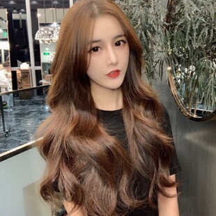 网红假发女长发中分无刘海大波浪卷气质修脸圆脸无痕自然全头套式