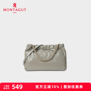 褶皱链条牛皮hobo包百搭手提腋下包斜挎包 时尚 梦特娇女包春季 新款