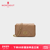 梦特娇女包菱格链条时尚 小方包休闲手机包新款 高级感羊皮斜挎包