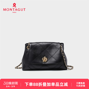 梦特娇女包2026新款菱格纹链条包轻奢羊皮百搭时尚单肩斜挎腋下包