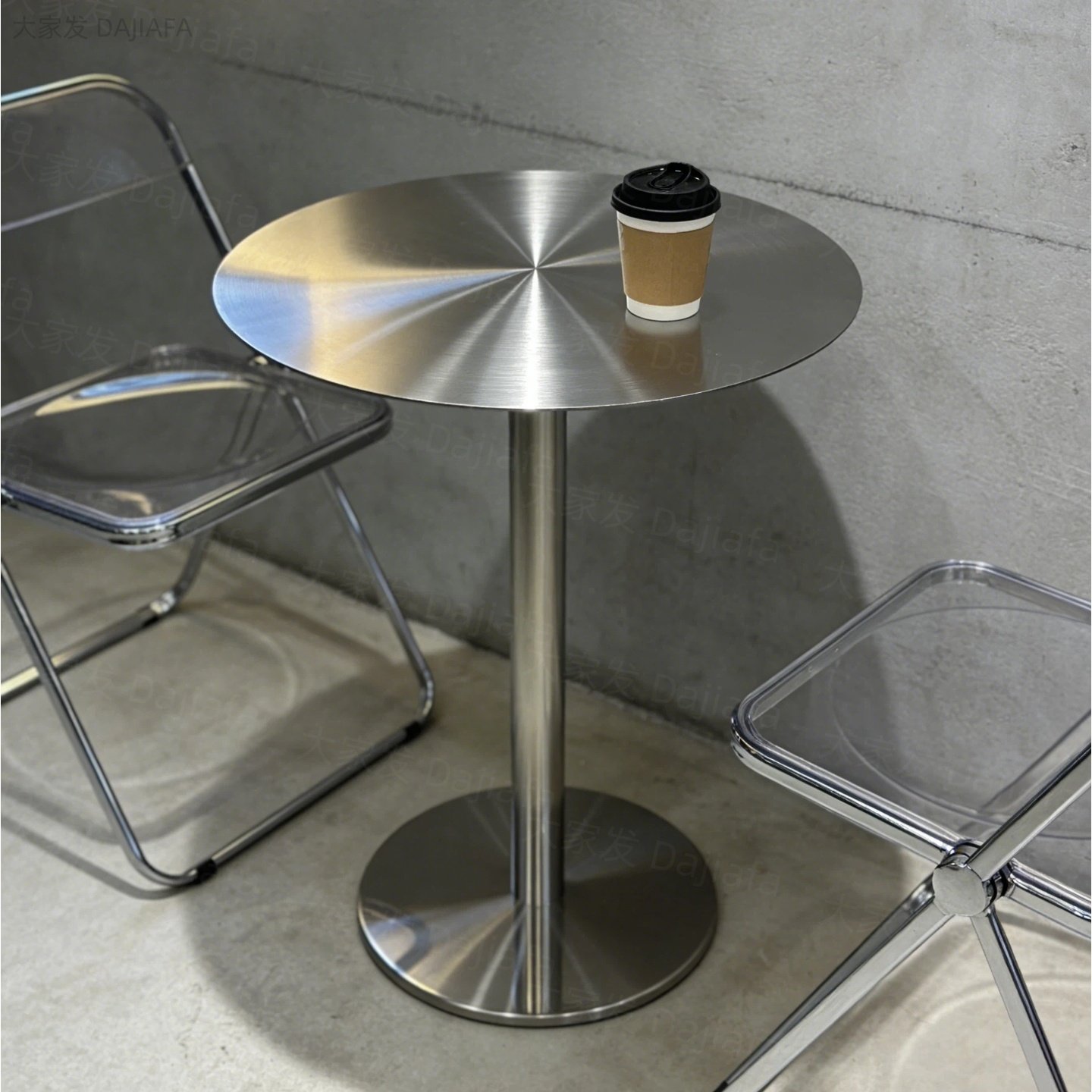 工业风不锈钢桌子圆形茶几小户型餐桌阳台奶茶桌咖啡餐厅休闲正方,住宅家具,不锈钢/PVC餐桌,淘宝优惠券,粉丝福利购,淘宝优惠卷