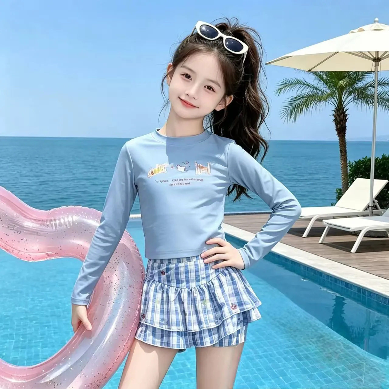 女童泳衣夏季2026新款中大