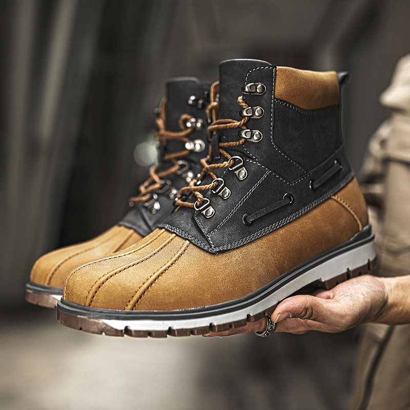 外贸撤单清仓特价捡漏大码男士高帮工装雪地靴户外百搭保暖马丁靴