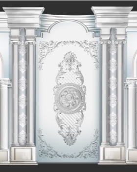 S002欧式泡雕双层白色淡蓝色舞台背景psd源文件