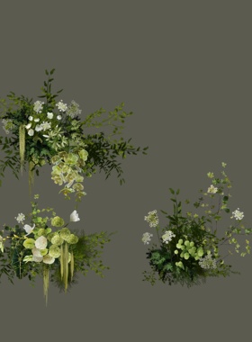 C167 自然系户外白绿色婚礼花艺素材psd源文件韩式白绿婚礼效果图