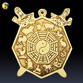 铜八卦风水盾牌摆件双剑十二生肖镇宅之宝壁刀路冲尖角化解挂件