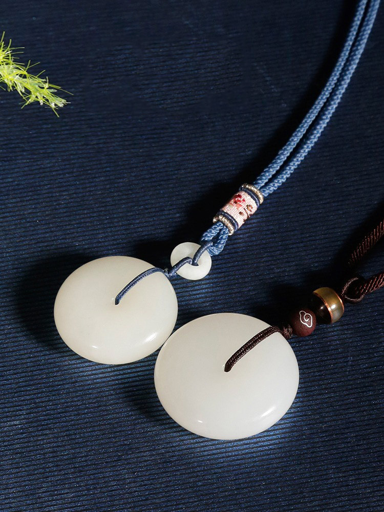 和田玉平安扣白玉吊坠青白玉挂件